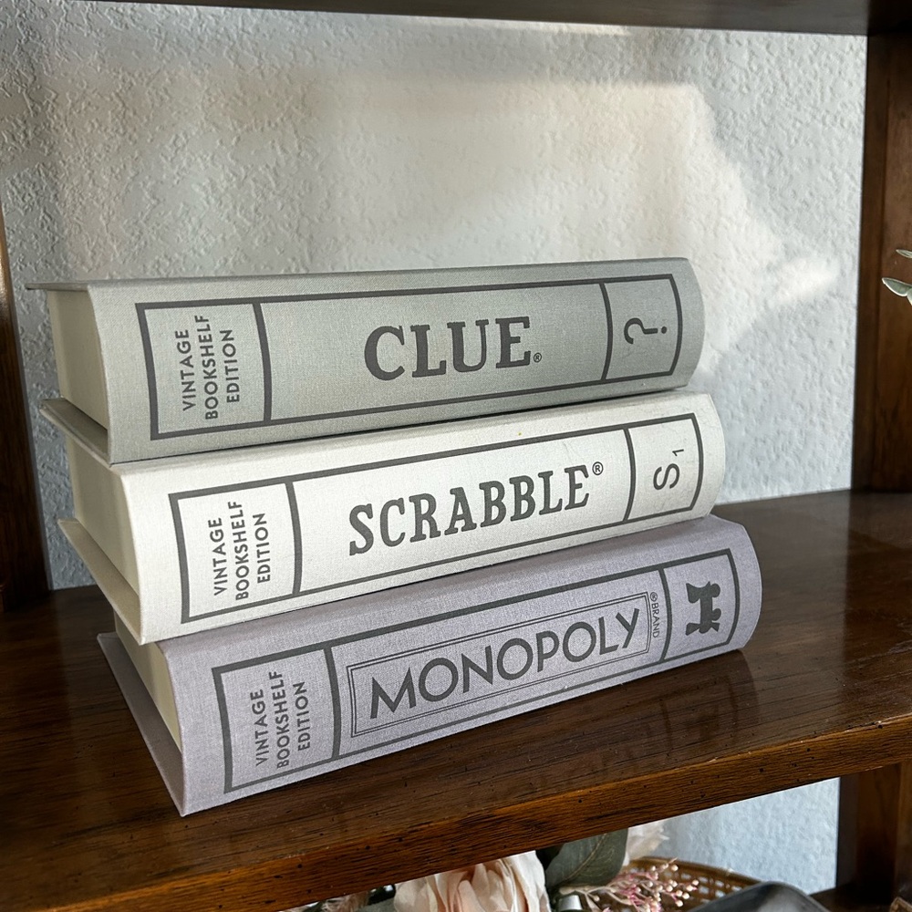 Vintage Bookshelf Edition Board Game Set-Clue,Monopoly,Scrabble